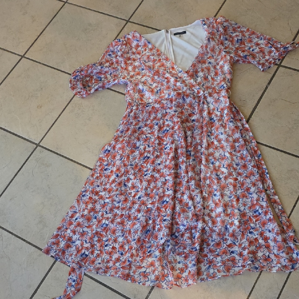 Tommy Hilfiger White Floral-Trim Zip Dress